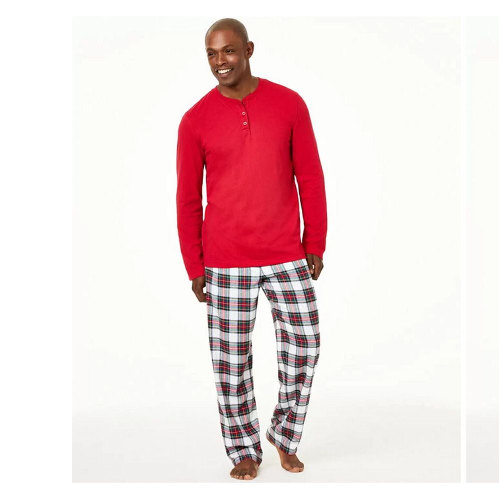 Family PJs Men Stewart Plaid Mix It Set Red Size 2XB